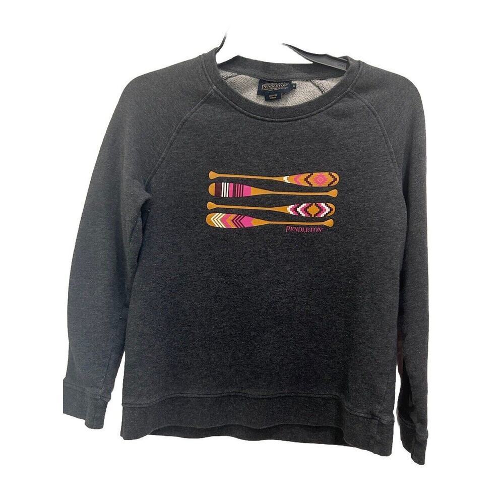 Pendleton Women's Size Small Aztec Oars Paddles Crew Neck Sweatshirt Dark Gray